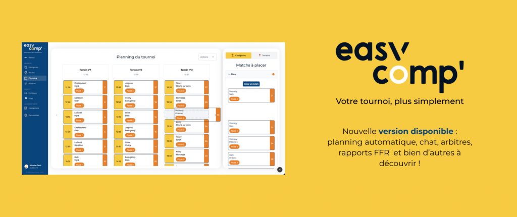 application tournoi rugby Easy Comp v2.8 planning automatique